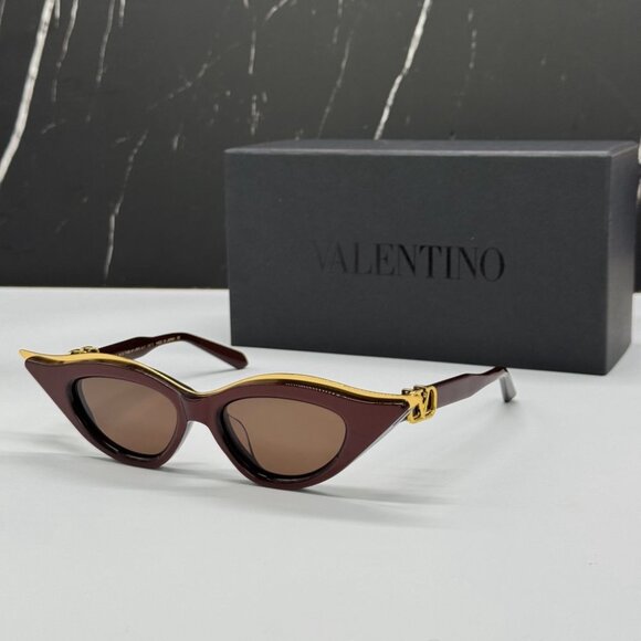 NEW V-GOLDCUT VLS-114B VALENTINO SUNGLASSES BORDEAUX CAT EYE EYEWEAR VALENTINO - Picture 1 of 13